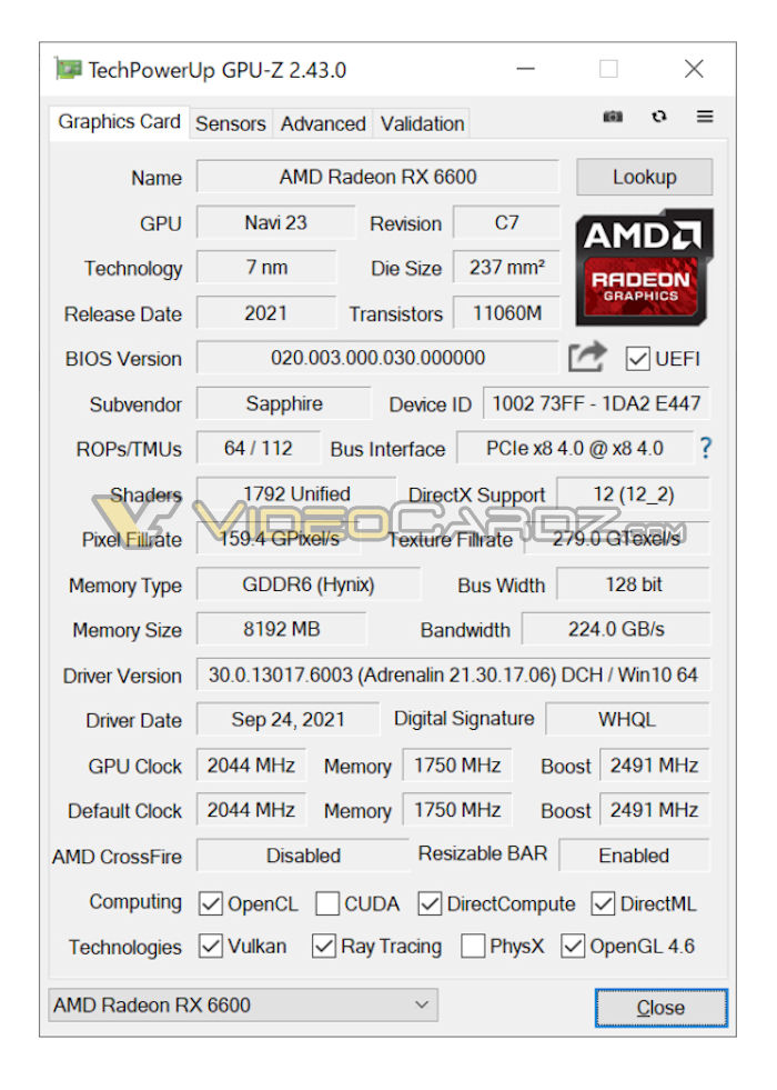 Image 11 : AMD Radeon RX 6600 : des images de cartes graphiques XFX, ASRock et PowerColor