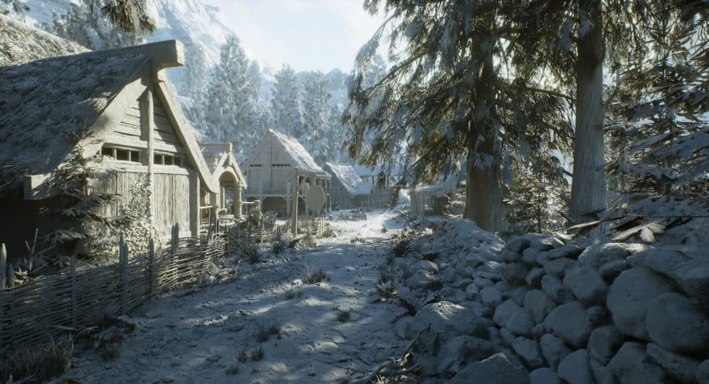 Image 7 : Le village de Rivebois de Skyrim érigé dans l'Unreal Engine 5