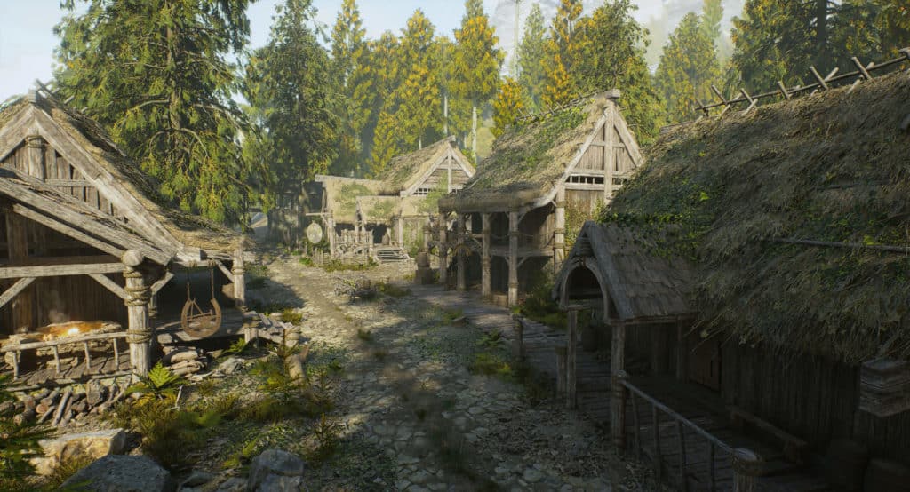 Image 4 : Le village de Rivebois de Skyrim érigé dans l'Unreal Engine 5