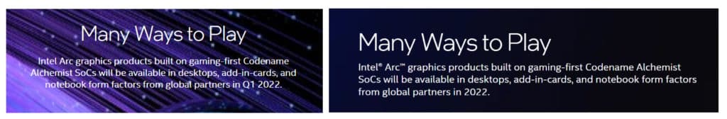 Image 2 : Intel a effacé de son site web les références à un lancement au cours du premier trimestre pour ses GPU ARC