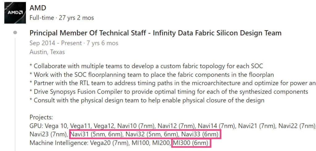 Image 2 : Un ingénieur d'AMD confirme que les GPU Navi 3X RDNA 3 sont gravés en 5 et 6 nm