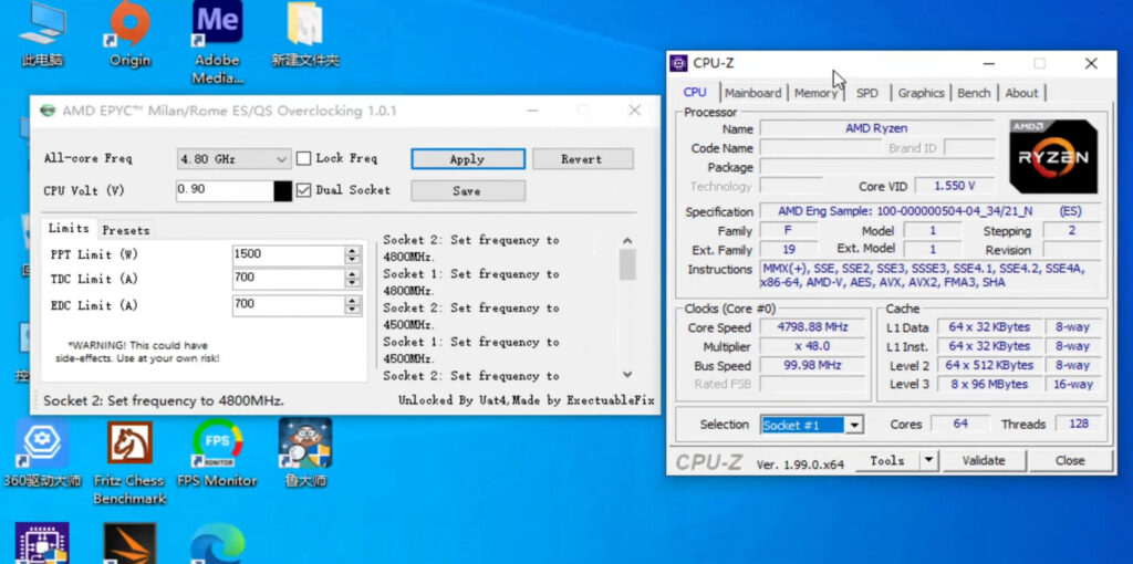 Image 4: A pair of EPYC Milan-X processors overclocked to 4.8 GHz