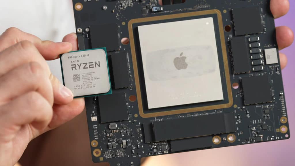 Image 1 : La M1 Ultra d'Apple est trois fois plus grande qu'un processeur Ryzen d'AMD