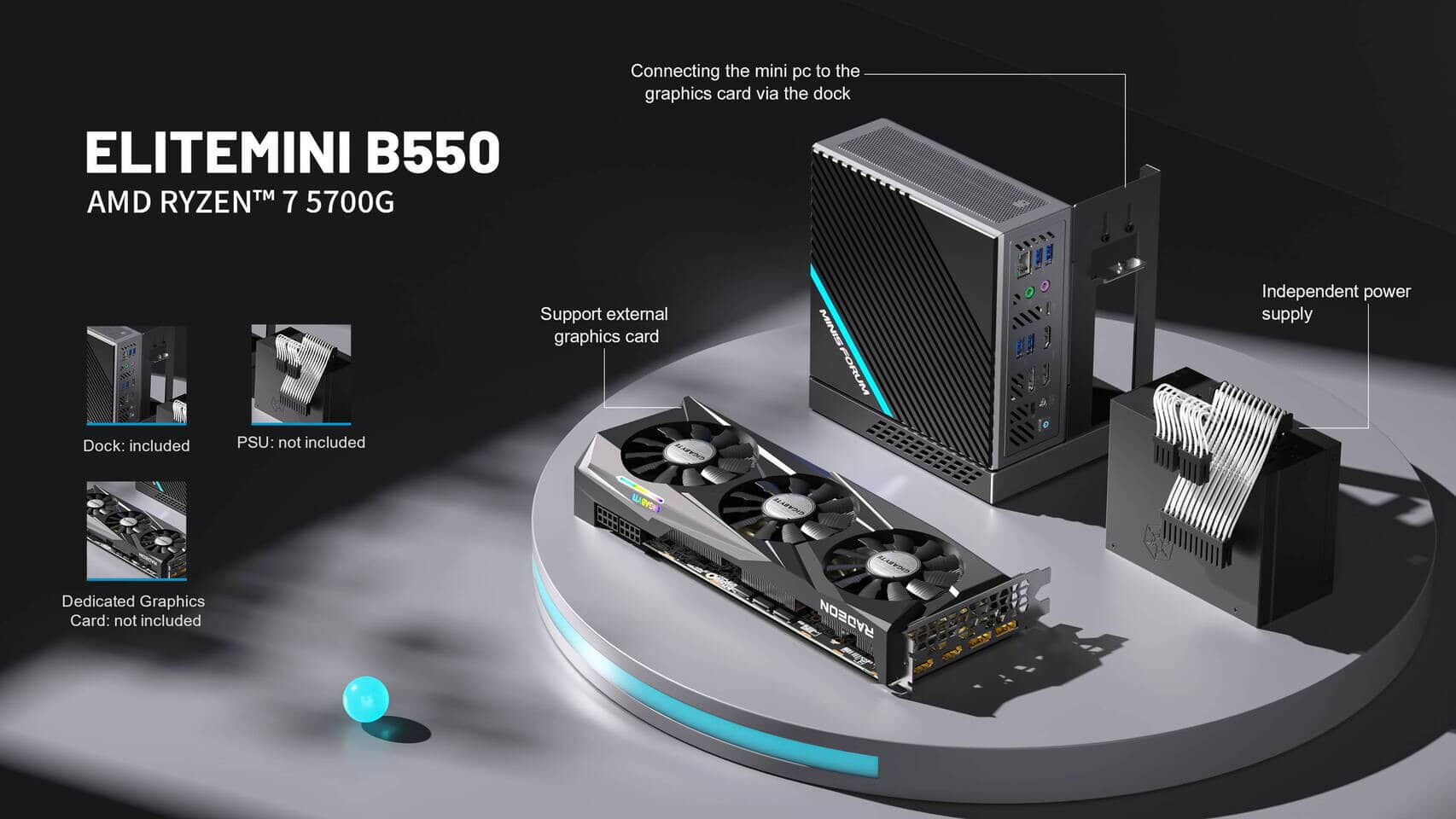 Minisforum Elitemini B550, un mini-PC avec un dock pour carte