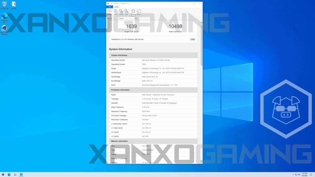 Figure 3: A first test of the Ryzen 7 5800X3D