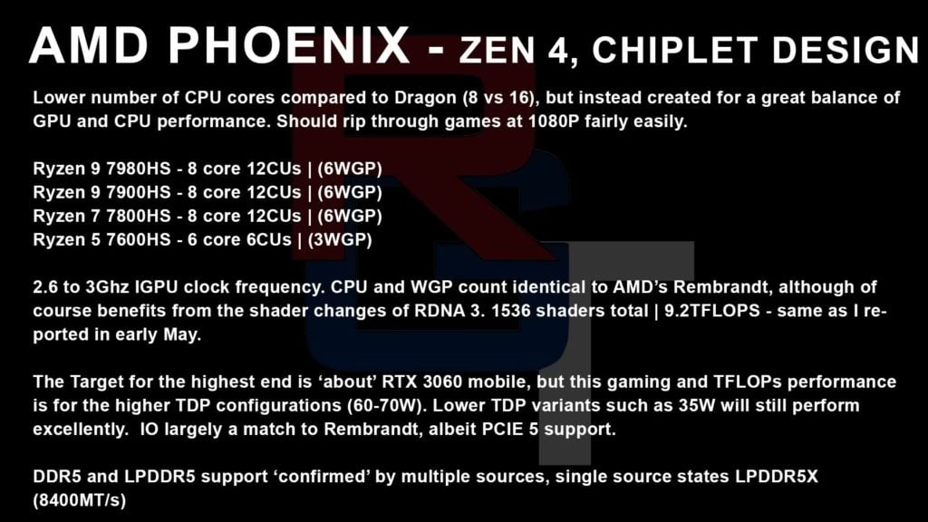 Image 2 : Des premières spécifications pour les Ryzen 7000 mobiles Phoenix / Dragon Range
