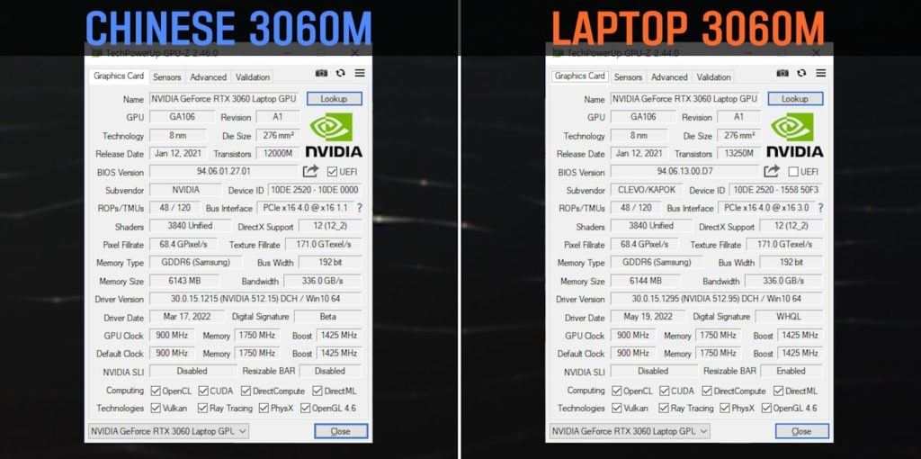Image 1 : L’hybride NVIDIA GeForce RTX 3060M testée