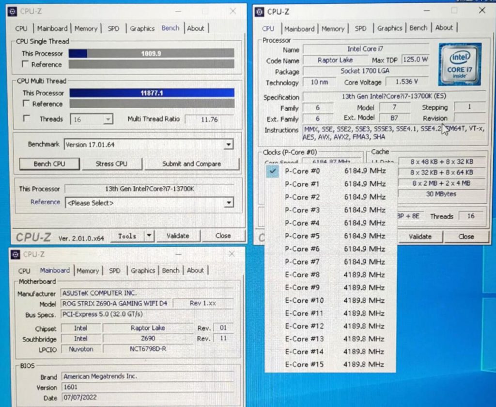 Intel : le Core i7-13700K poussé à 6,18 GHz, l'i9-13900 décapsulé