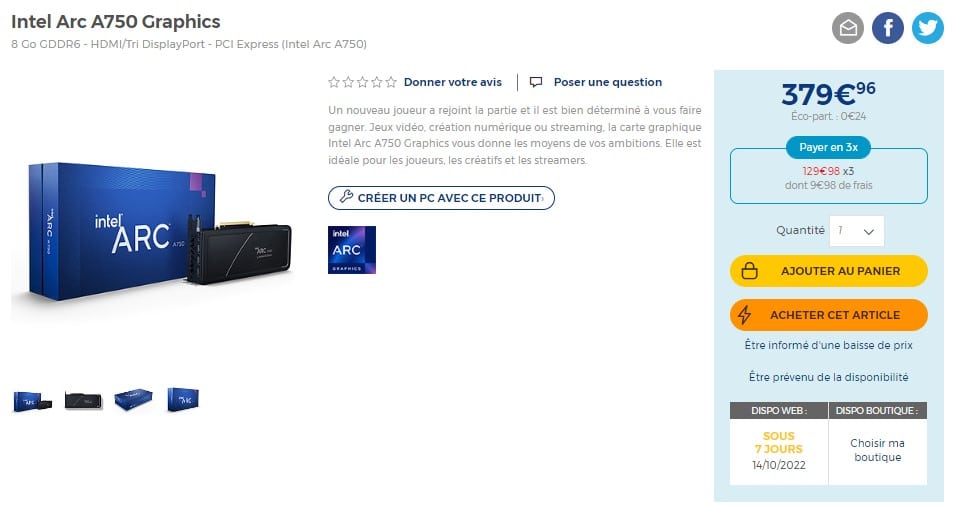 Image 2 : Les cartes graphiques Intel Arc A700 sont commercialisées en France