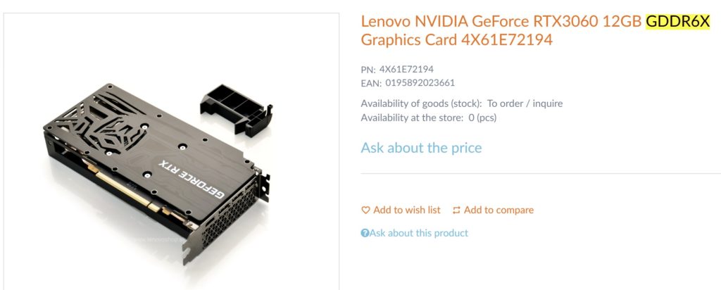Image 2 : Une GeForce RTX 3060 avec de la mémoire GDDR6X en préparation ?