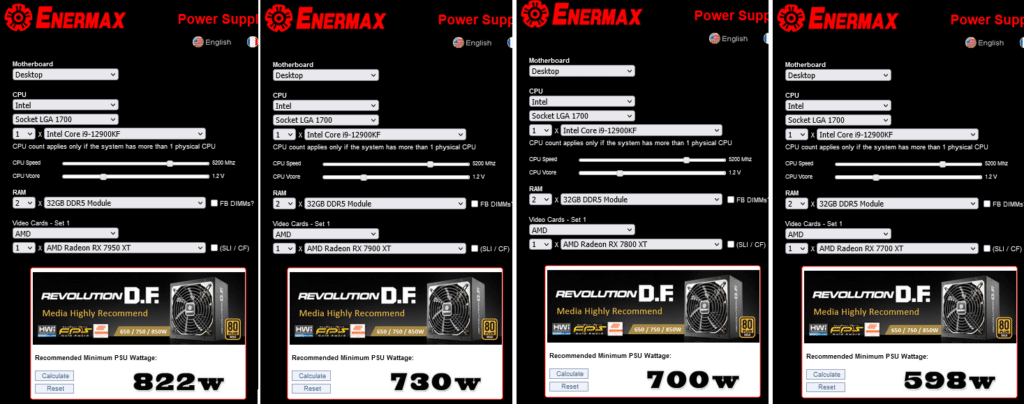 Image 2 : Enermax renseigne les consommations des Radeon RX 7000 et des RTX 4070 / RTX 4060