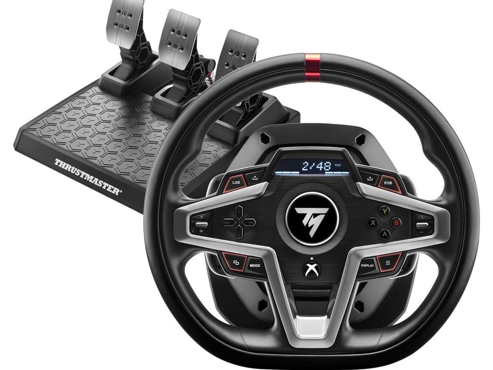 Volant de course Thrustmaster T248 Noir et Gris Pedales magnetiques T3PM pour PC et Xbox