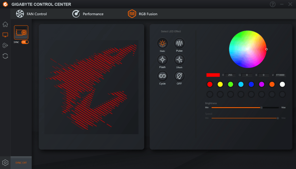 Gigbayte RTX 4080 Gaming OC control center