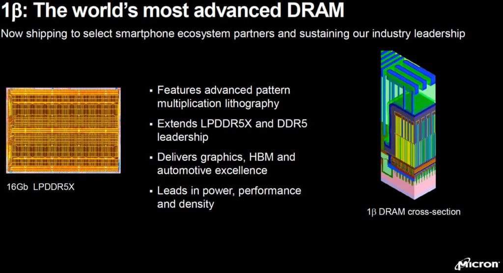 Image 1 : Micron présente son processus DRAM 1β (1-beta) pour mémoire LPDDR5X-8500