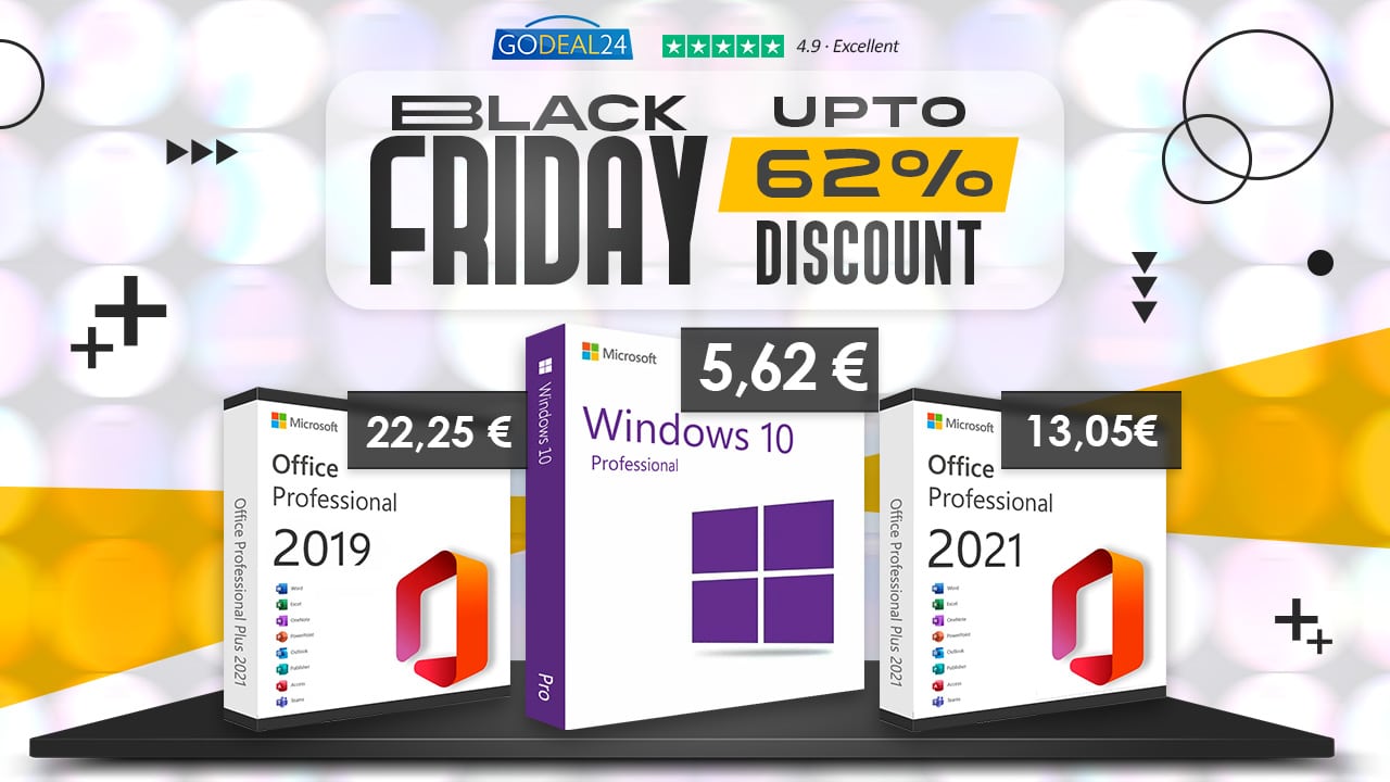 Windows 10 à 5,62€ et Office 2021 à 13,05€ chez Godeal24 pour le Black  Friday !