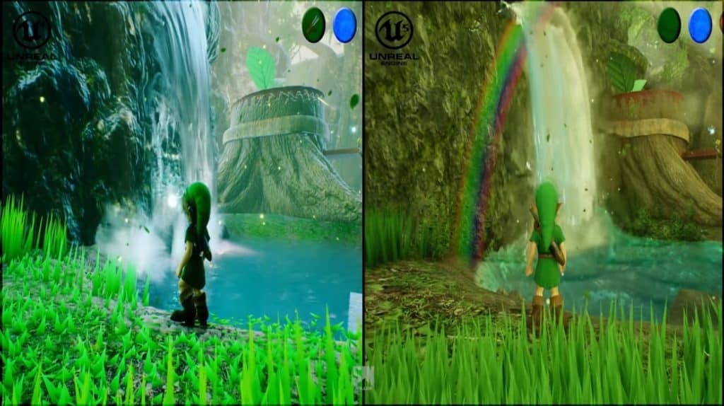 Image 2 : Comparaison Unreal Engine 4 / 5 du remake Zelda de CryZENx
