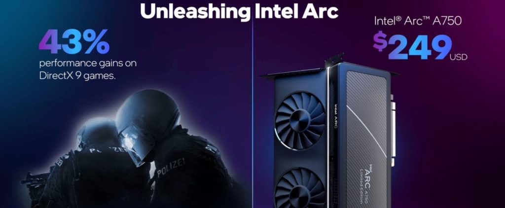 Image 1 : Intel baisse le prix de l'Arc A750 à 249 dollars / 329 euros et améliore les performances DX9