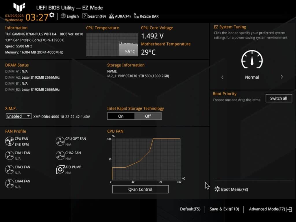 Asus TUF Gaming B760-Plus WiFi D4 bios