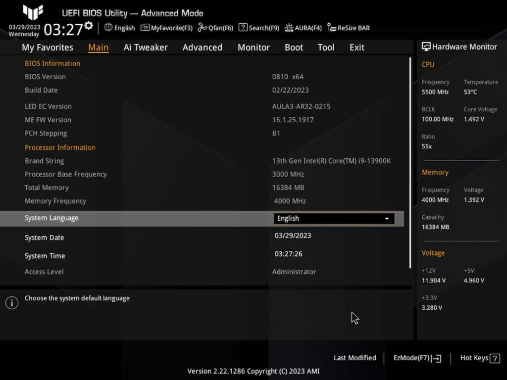 Asus TUF Gaming B760-Plus WiFi D4 bios
