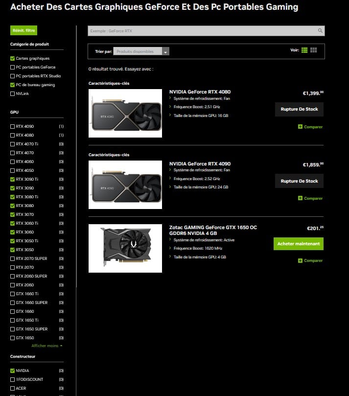 boutique nvidia geforce