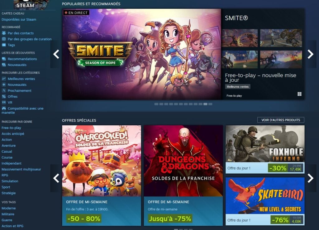 Magasin Steam.