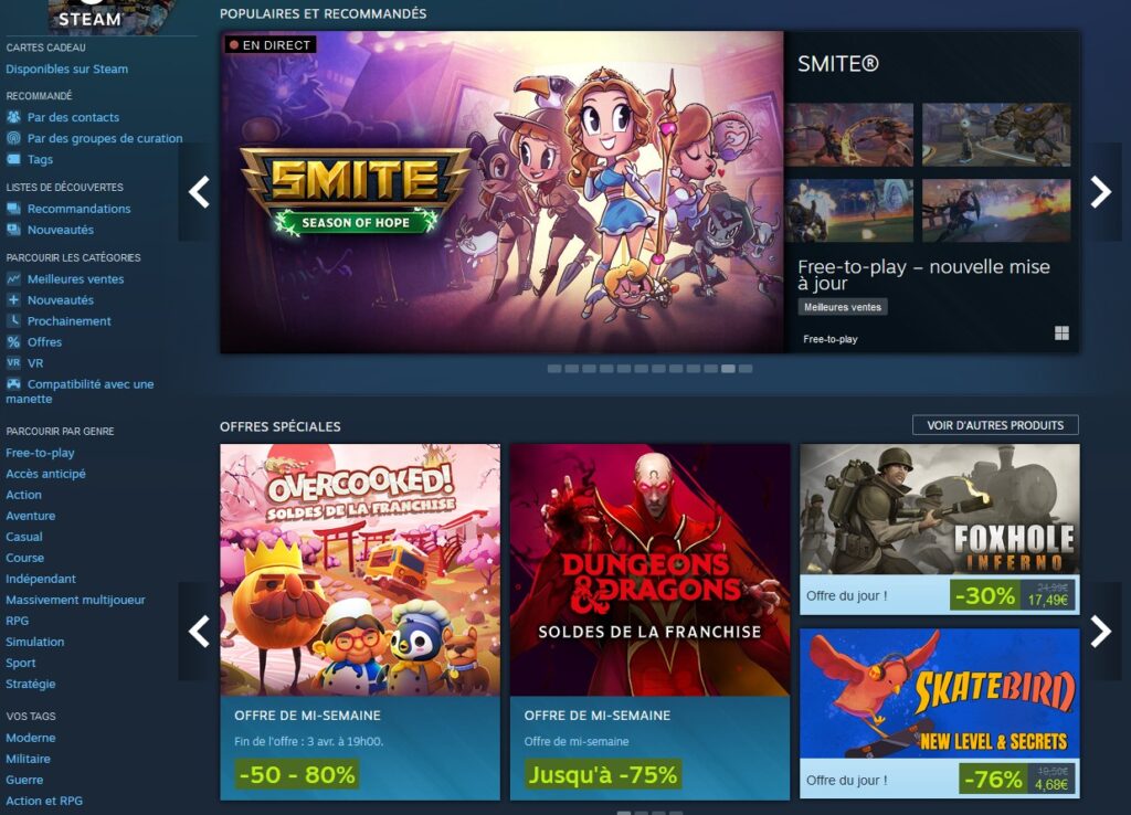 Magasin Steam.