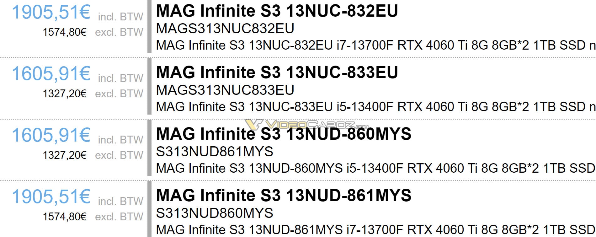 Nvidia GeForce RTX 4060 Ti avec deux configurations de VRAM