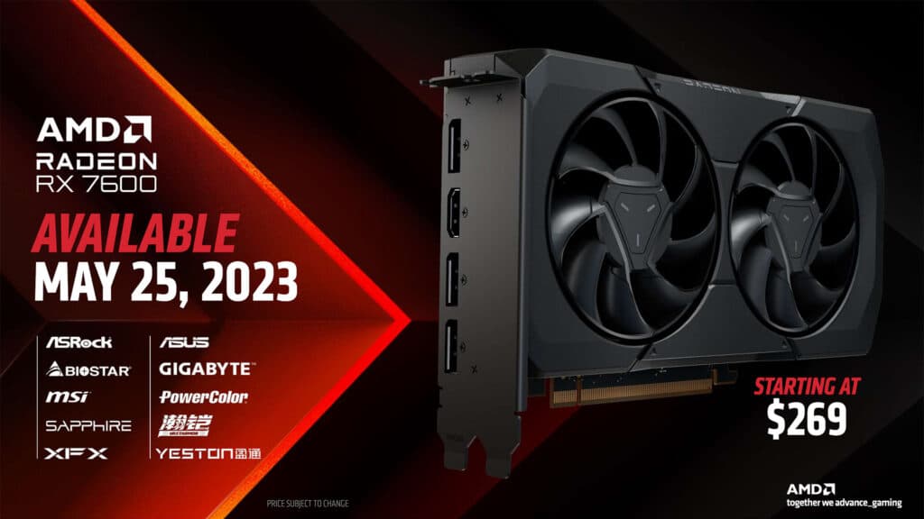Image 1 : Radeon RX 7600 : 29 % supérieure à la RX 6600 en 1080p, à partir de 299 euros
