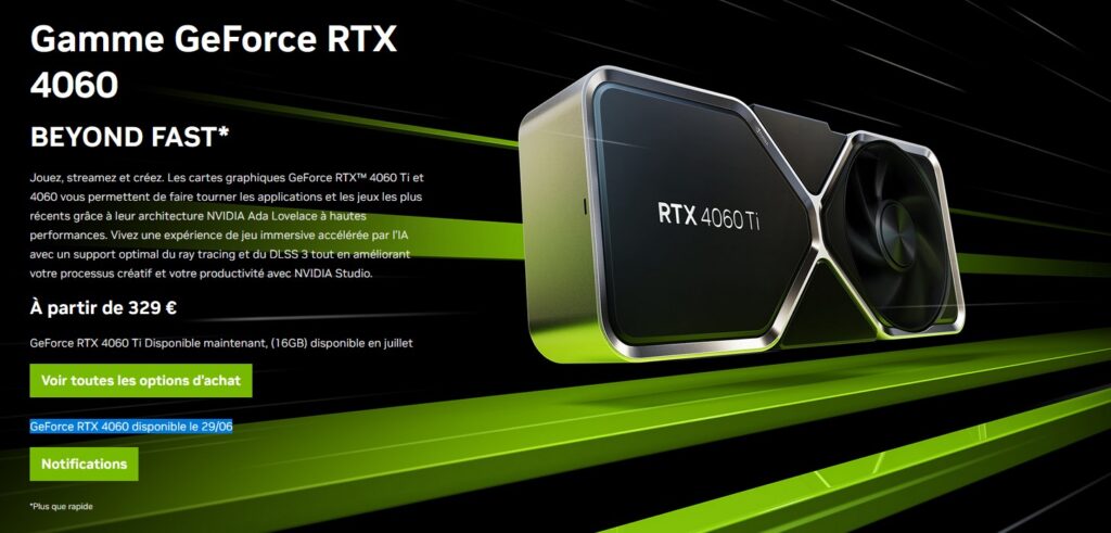 GeForce RTX 4060 date de sortie