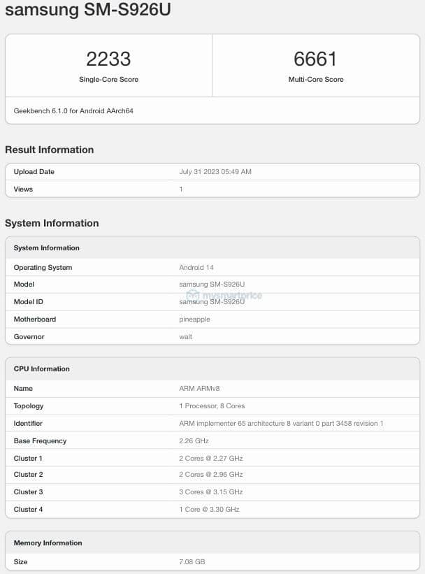 Samsung Galaxy S24+ benchmark Snapdragon 8 Gen 3