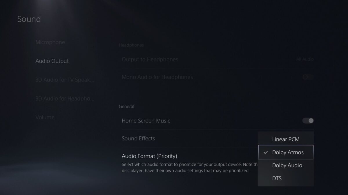 Activation Dolby Atmos PS5