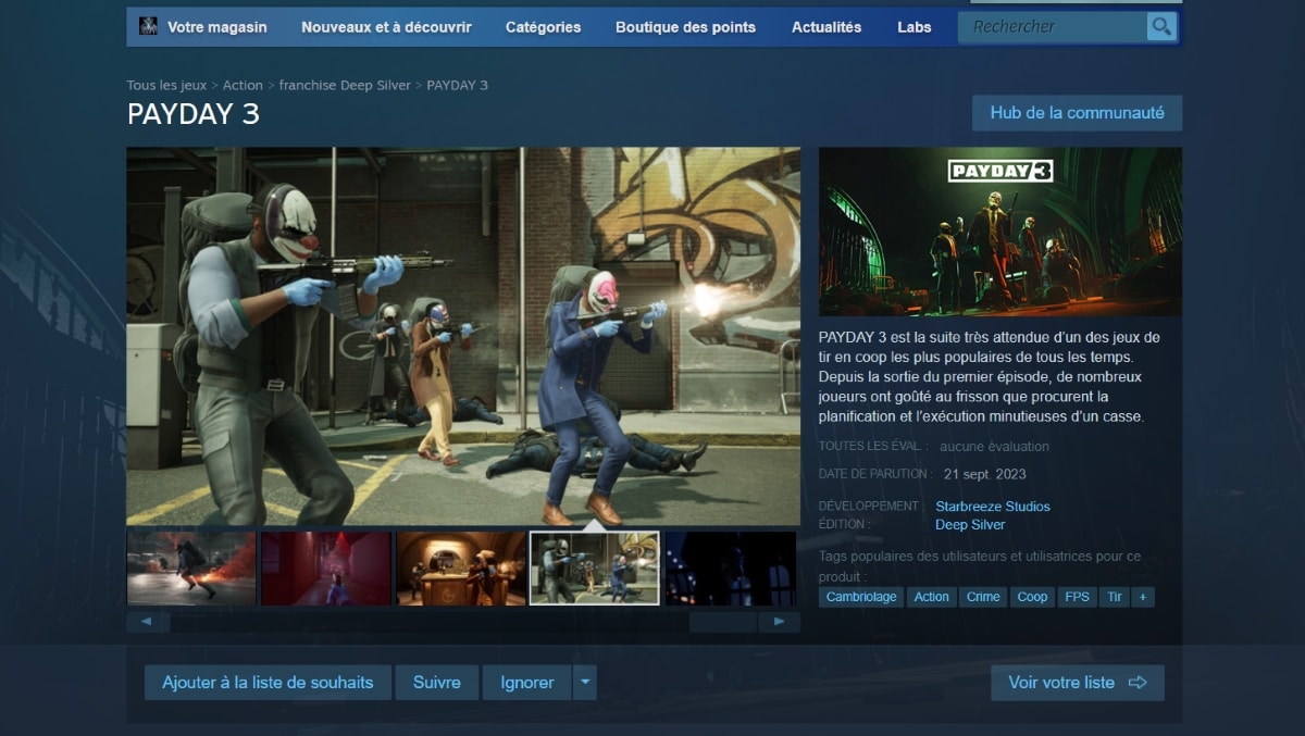 PAYDAY 3 sur Steam