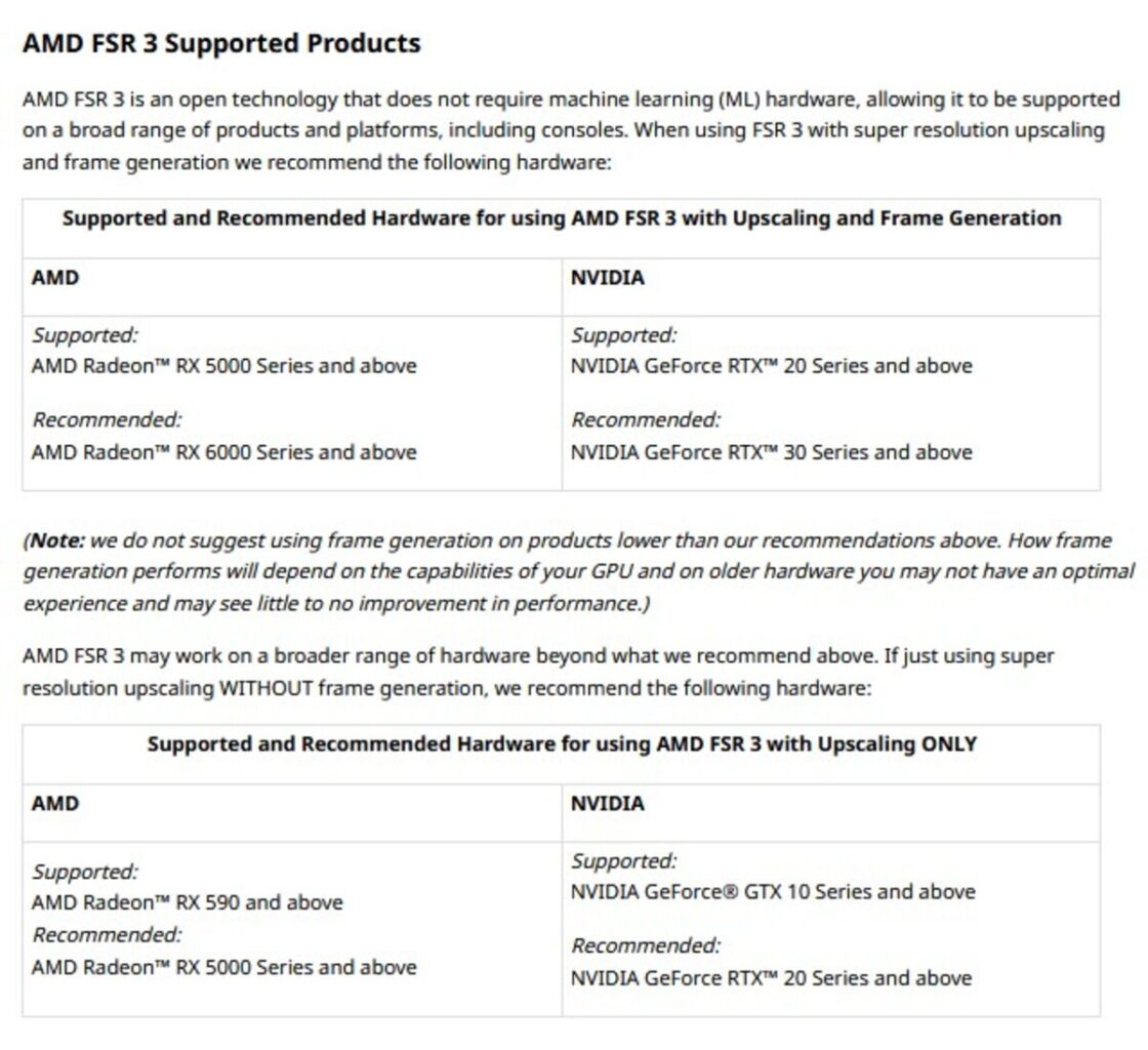 AMD support FSR3