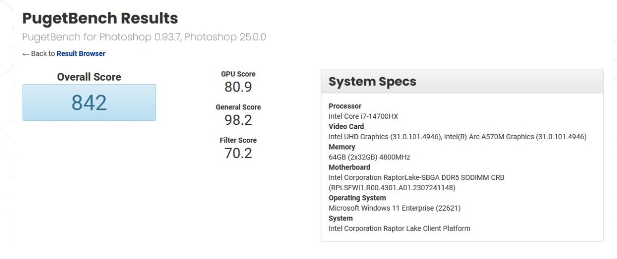 Puget Bench Core i7-14700HX