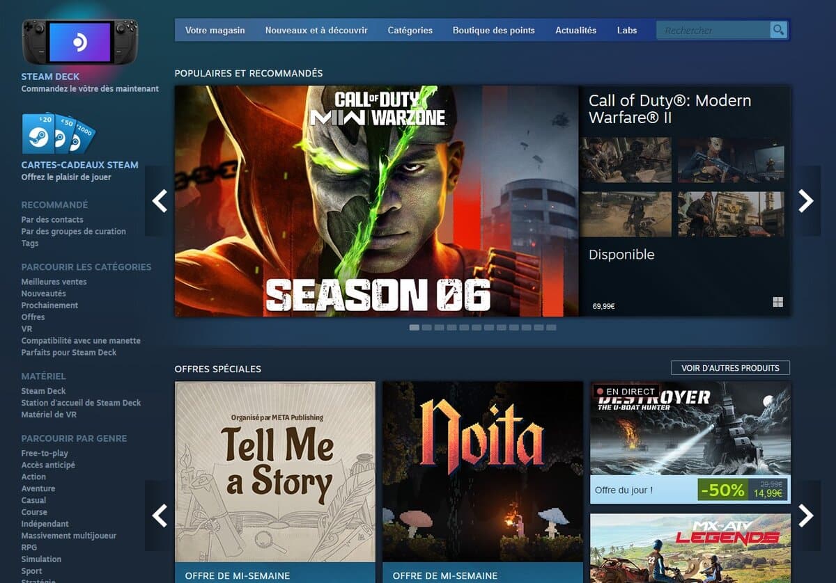 Steam page principale