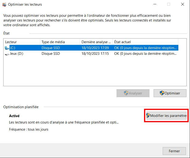 windows optimiser lecteur SSD