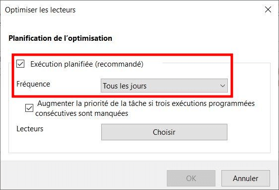 windows planifier optimisation lecteur ssd