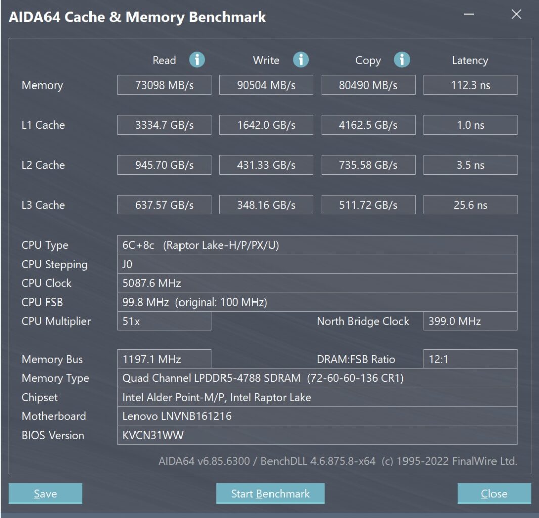 benchmark du lenovo yoga pro 9i