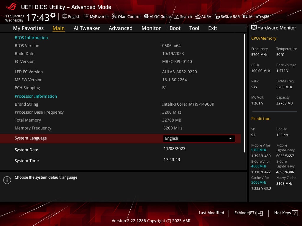 ASUS ROG Strix Z790-E Gaming WiFi II - BIOS