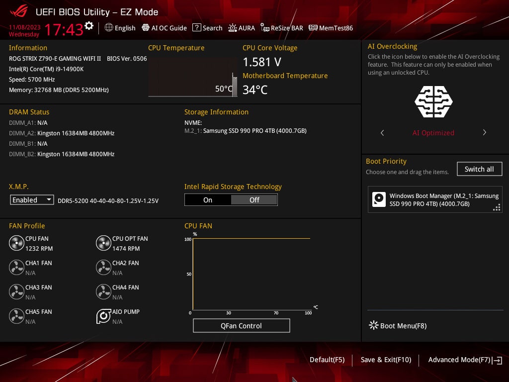 ASUS ROG Strix Z790-E Gaming WiFi II - BIOS