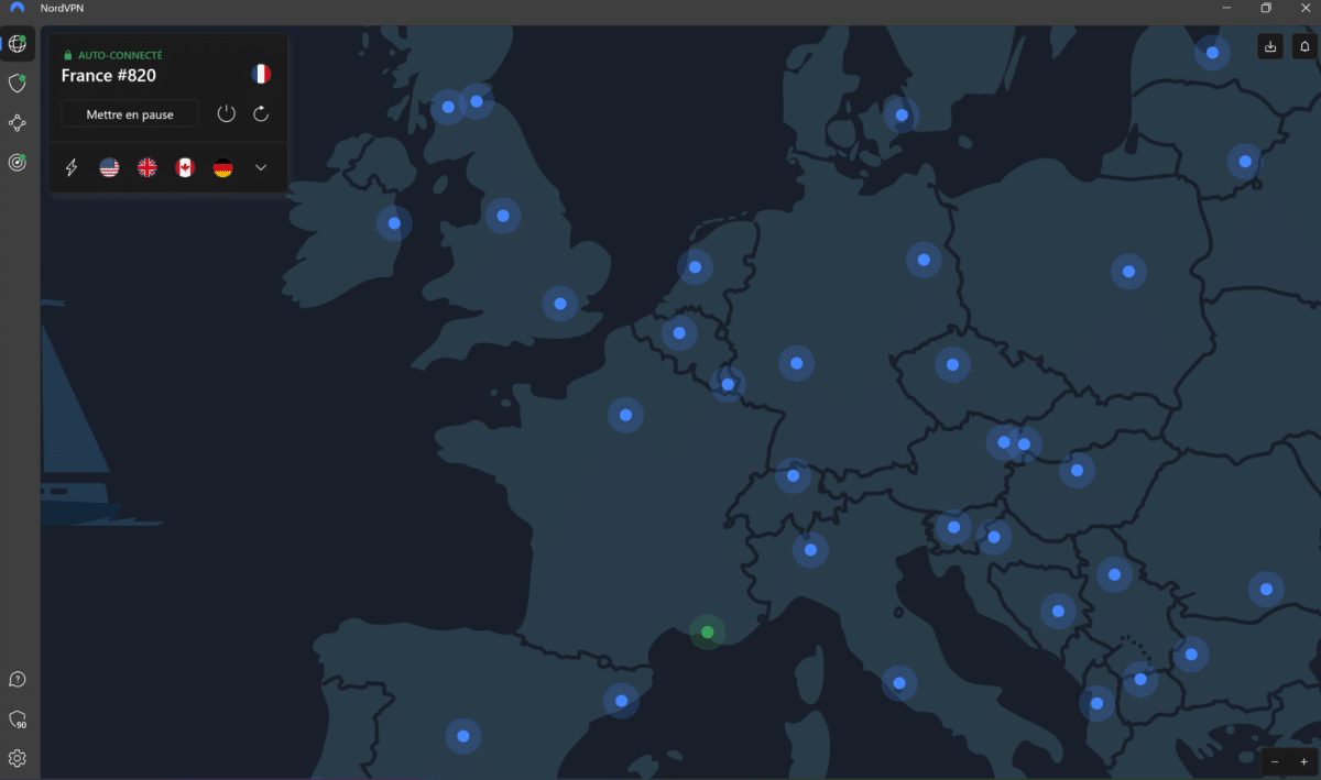 NordVPN interface