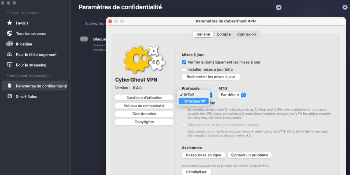 Protocole WireGuard Cyberghost VPN