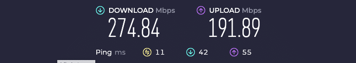 Test Vitesse avec Nord VPN en France