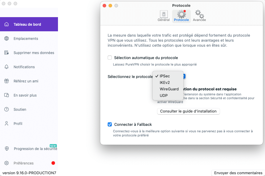 protocoles sécurité PureVPN