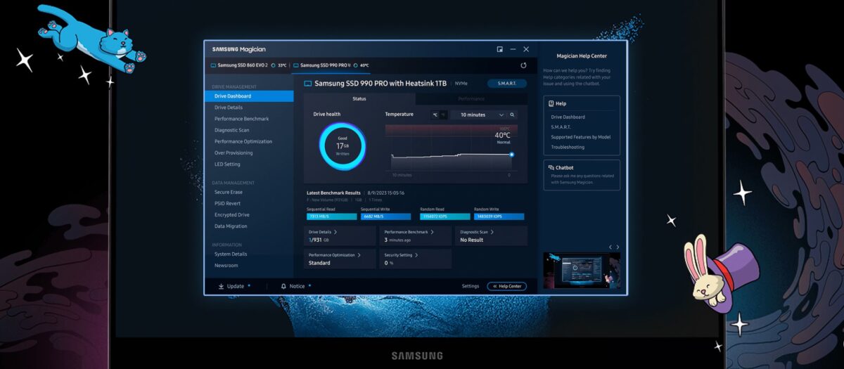 Magician logiciel de gestion des ssd de Samsung