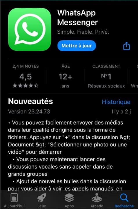 WhatsApp App Store iOS