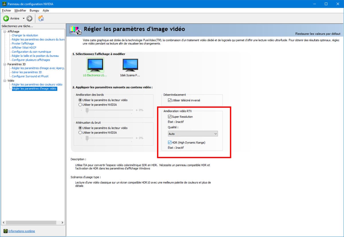 nvidia control panel rtx video hdr