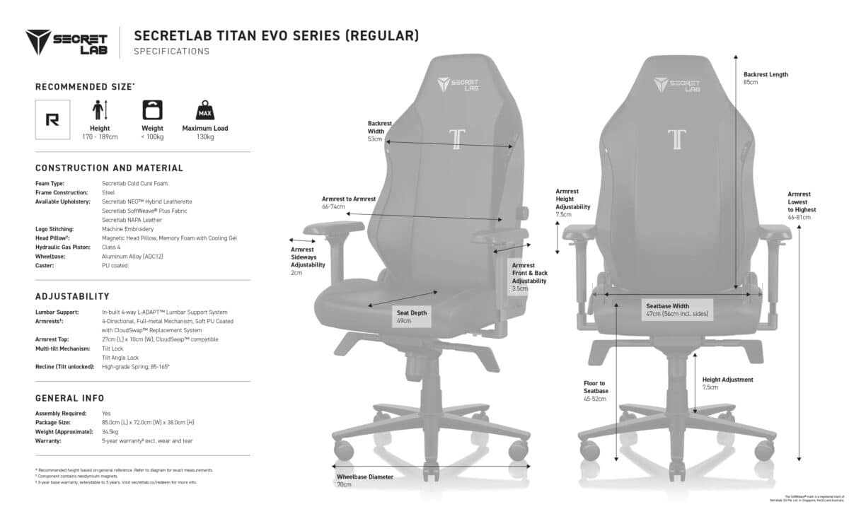 Secretlab chaise gaming titan evo