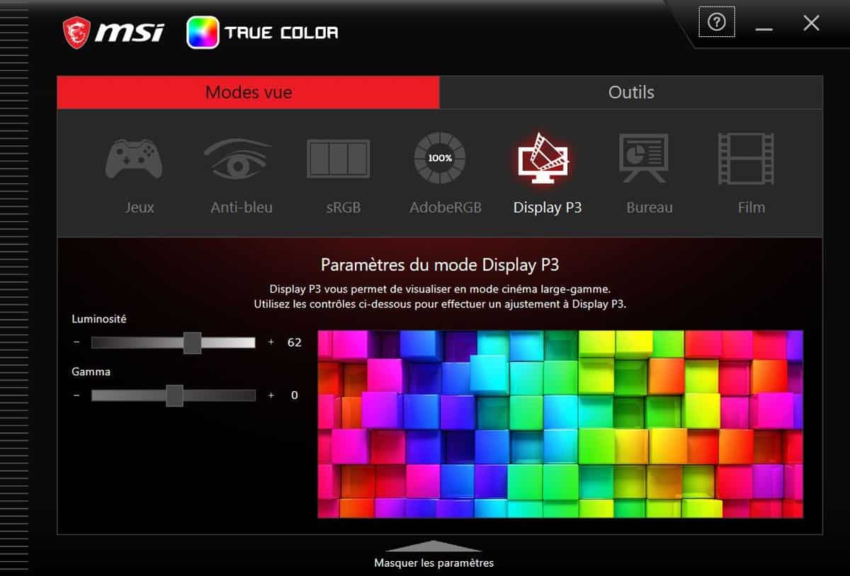 MSI True Color Modes Vues