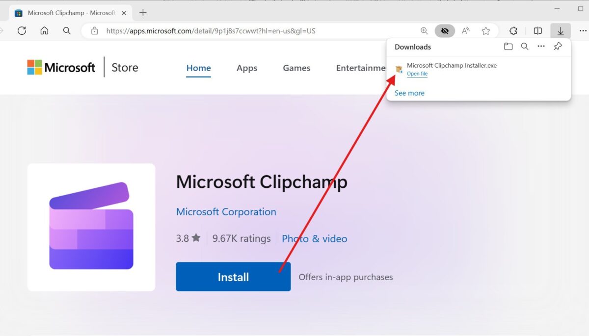 Microsoft Store installation app plus rapide